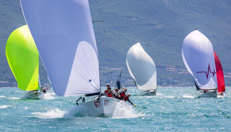 White Room GER677 of Michael Tarabochia with Luis Tarabochia steering finishes the Day 1 of the Melges 24 European Sailing Series 2022 event 4 in Riva del Garda as the best Corinthian team, being eighth in the overall ranking photo copyright IM24CA / Zerogradinord taken at Fraglia Vela Riva and featuring the Melges 24 class