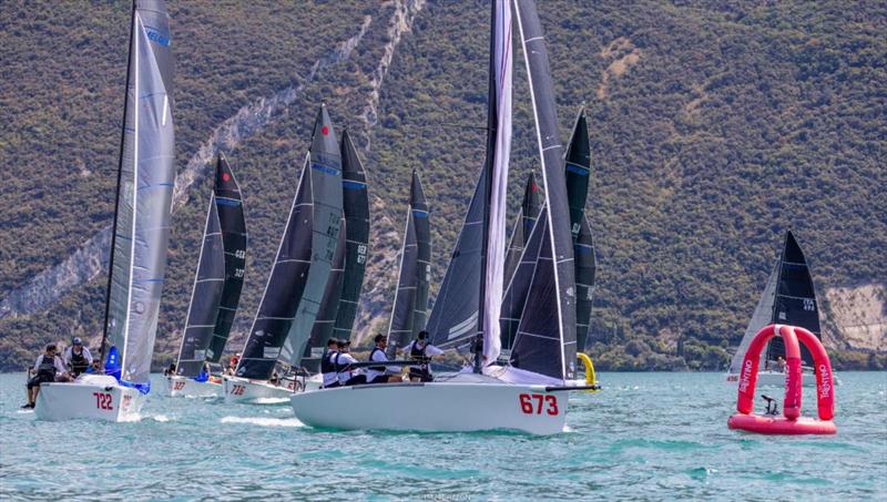 Nefeli GER673 of Peter Karrie with Niccolo Bianchi calling the tactics is on the third position after Day 2 of the Melges 24 European Sailing Series 2022 event 4 in Riva del Garda, Italy. - photo © IM24CA / Zerogradinord