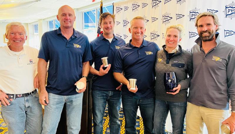 2022 Corinthian runner-up — Decorum. From left to right: PRO Hal Smith, Miro Kaffka, Nicholas Diephouse, Steve Liebel, Megan Ratliff and Hunter Ratliff - 2022 U.S. Melges 24 National Championship - photo © Joy Dunigan