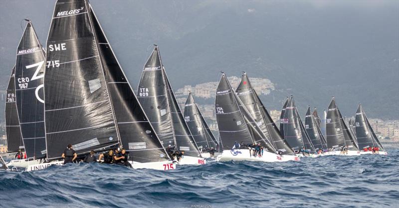Melges 24 fleet racing at the European Championship 2022 in Genova, Italy photo copyright IM24CA | Zerogradinord taken at  and featuring the Melges 24 class