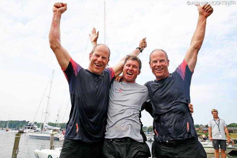 2015 Melges 24 World Champions in Middelfart - Chris Rast in the midddle (overall winner), Tõnu and Toomas Tõniste (Corinthian winners) - Melges 24 World Championship photo copyright Pierrick Contin taken at  and featuring the Melges 24 class