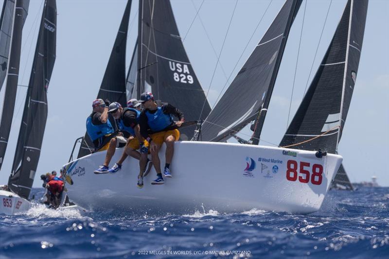 Reigning Melges 24 North American Champion Travis Weisleder on his Lucky Dog USA858 racing at the Melges 24 World Championship 2022 in Ft. Lauderdale, FL, USA photo copyright IM24CA | Matias Capizzano taken at National Yacht Club, Canada and featuring the Melges 24 class