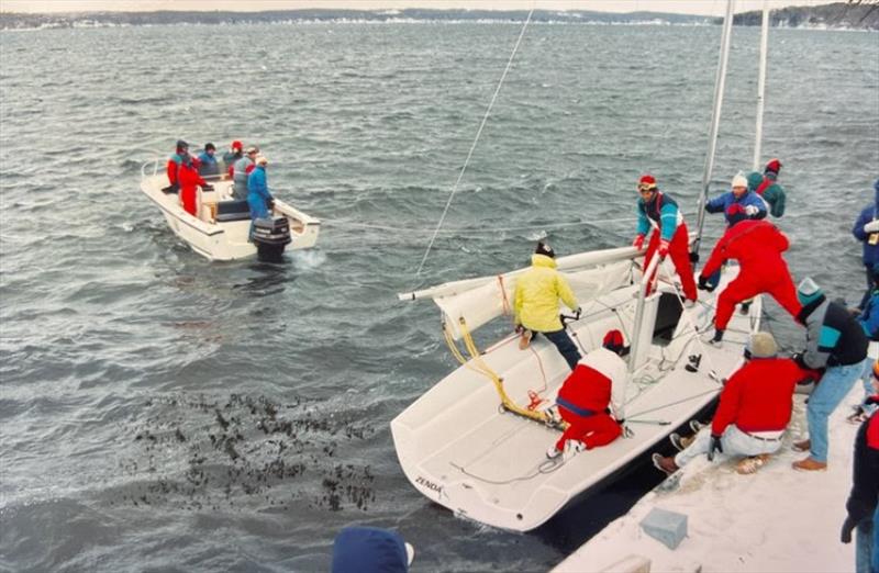 The first Melges 24, ‘Zenda Express' sets sail on Lake Geneva, Wisconsin in December 1992, destined for introduction at Key West Race Week in January 1993 - photo © U.S. Melges 24 Class Association