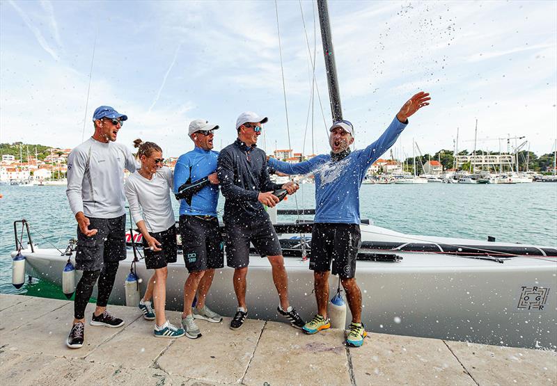 Winner of the CRO Melges 24 Cup 2023 Event 4 in Trogir - Panjic CRO739 of Luka Šangulin with Tonko Rameša, Tomislav Basic, Duje Frzop, Helena Puric and Sime Markic photo copyright Hrvoje Duvancic taken at  and featuring the Melges 24 class