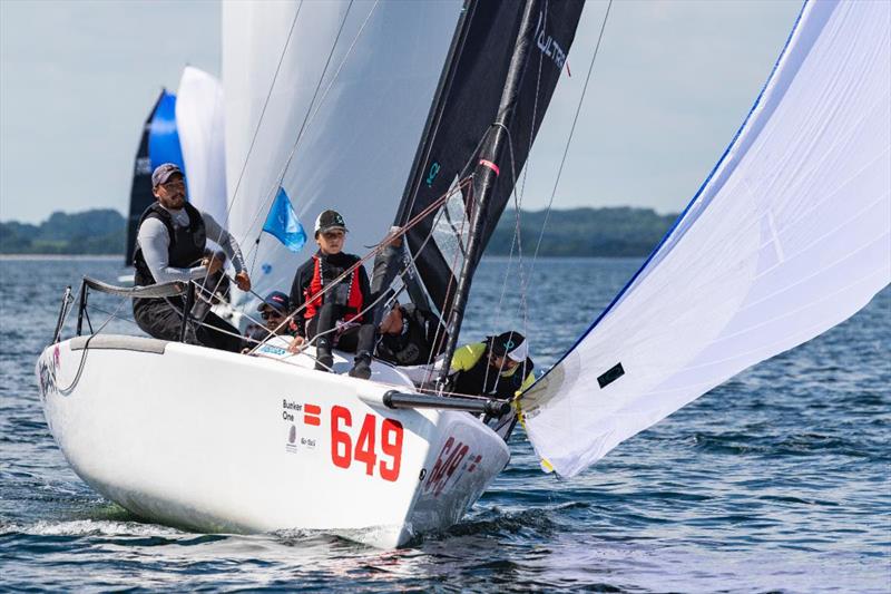 Corinthian team MATARAN 24 CRO649 of Ante Botica with Ivo Matic, Mario Škrlj, Damir Civadelic, Bruna Princivali - Corinthian winner of Race Two - Melges 24 World Championship - Middelfart, Denmark - photo © Mick Knive Anderson