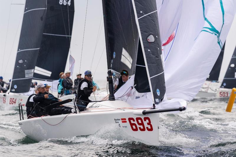 Melgina ITA693 of Paolo Brescia with Simon Sivitz calling the tactics photo copyright Mick Knive Anderson taken at  and featuring the Melges 24 class