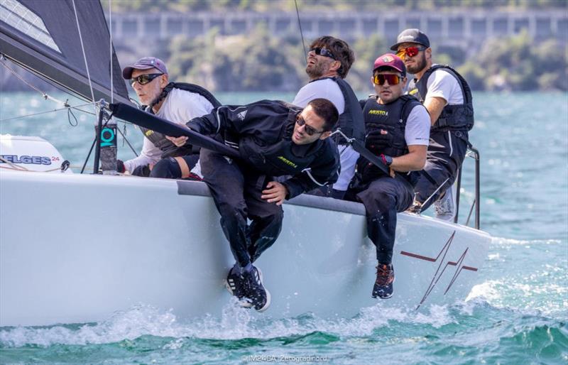 Taki 4 ITA778 by Marco Zammarchi and helmed by Niccolò Bertola sailing with Giacomo Fossati, Giovanni Banneta and Lorenzo Di Carlo - Melges 24 European Sailing Series, Fraglia Vela Riva July 2023 - photo © IM24CA / Zerogradinord