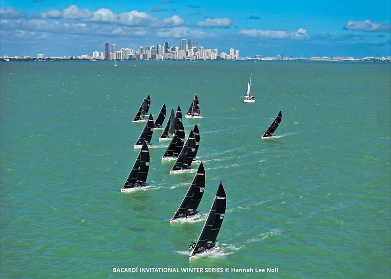 Melges 24: Big breeze racing against the striking Miami backdrop - 2023 Bacardi Winter Series Event 1 photo copyright Hannah Lee Noll taken at Shake-A-Leg Miami and featuring the Melges 24 class