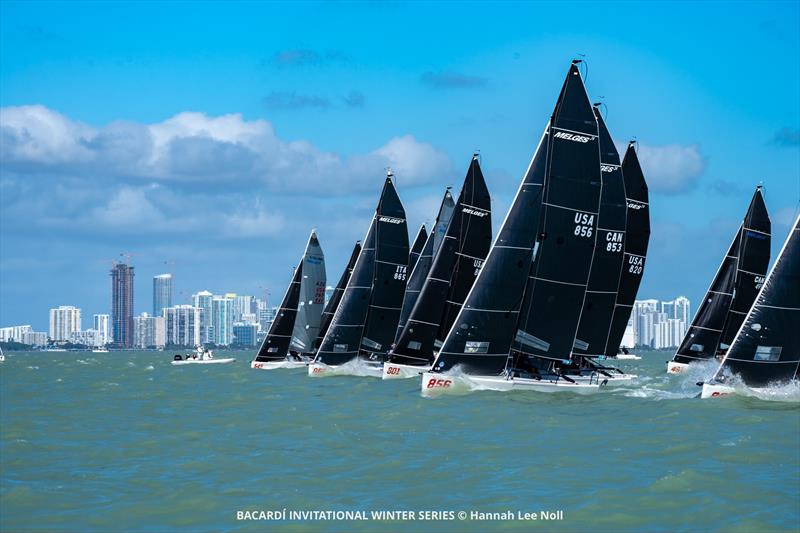 Bacardi Winter Series - Melges 24 racing on the stunning waters of Biscayne Bay against the Miami city skyline photo copyright Hannah Lee Noll taken at Shake-A-Leg Miami and featuring the Melges 24 class
