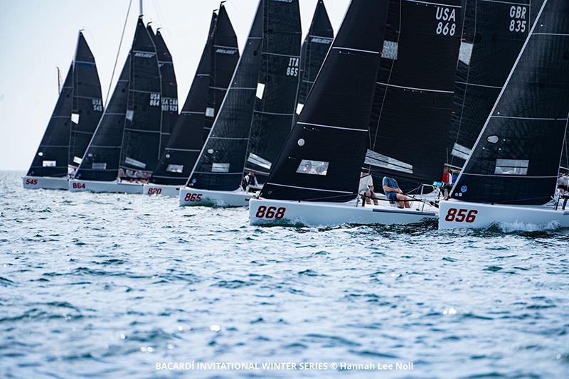 Melges 24: Tight start on opening day - Bacardi Winter Series Event 2 photo copyright Hannah Lee Noll taken at Coconut Grove Sailing Club and featuring the Melges 24 class