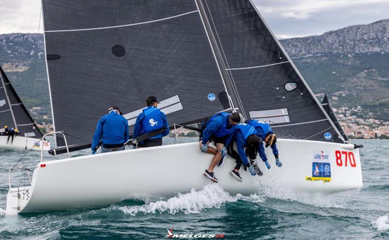 Cuyler Morris and Manu Weiler sitting in the cockpit racing Dark Horse USA870 at the Melges 24 European Championship 2024 in Split, Croatia - photo © IM24CA / Zerogradinord