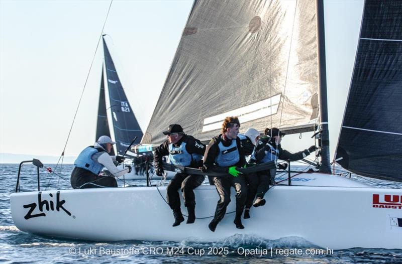 Miles Quinton's Zhik Race Team GBR694 with Geoff Carveth at the helm - Luki Baustoffe CRO Melges 24 Cup 2025 - Opatija | Melges 24 European Sailing Series 2025  photo copyright regate.com.hr taken at  and featuring the Melges 24 class