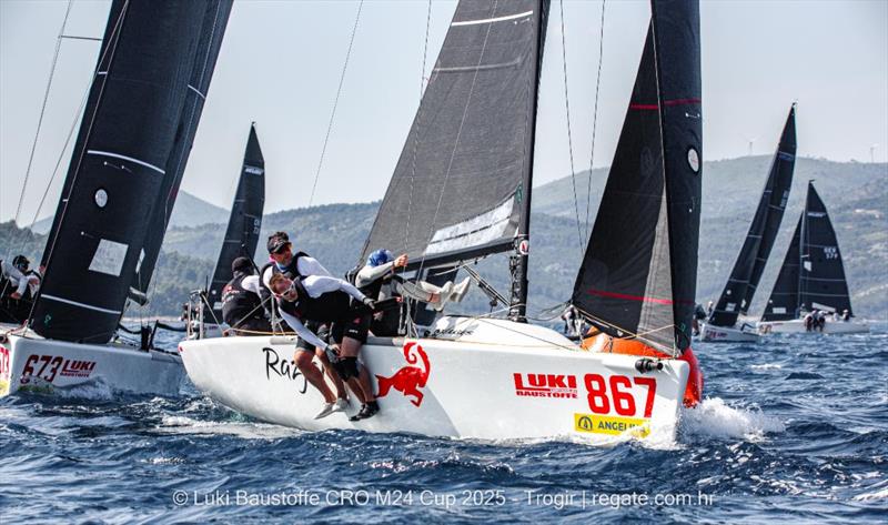 Lukasz Podniesinski's Razjaren CR0867 with Ante Cesic at the helm - Luki Baustoffe CRO Melges 24 Cup 2025 - Trogir | Melges 24 European Sailing Series 2025  photo copyright regate.com.hr taken at  and featuring the Melges 24 class