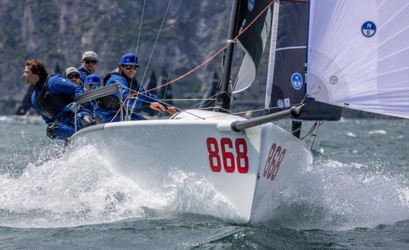 Laura Grondin's Dark Energy USA868 - 2025 Melges 24 European Sailing Series / Italian Open Championship - Fraglia Vela Riva, Riva del Garda, ITA photo copyright IM24CA | Zerogradinord taken at Fraglia Vela Riva and featuring the Melges 24 class