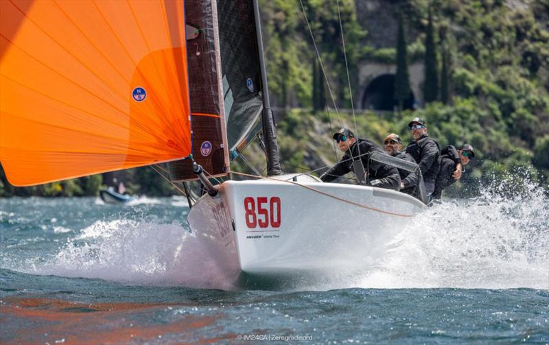 Akos Csolto's Chinook HUN850 - 2025 Melges 24 European Sailing Series / Italian Open Championship - Fraglia Vela Riva, Riva del Garda, ITA photo copyright IM24CA | Zerogradinord taken at Fraglia Vela Riva and featuring the Melges 24 class