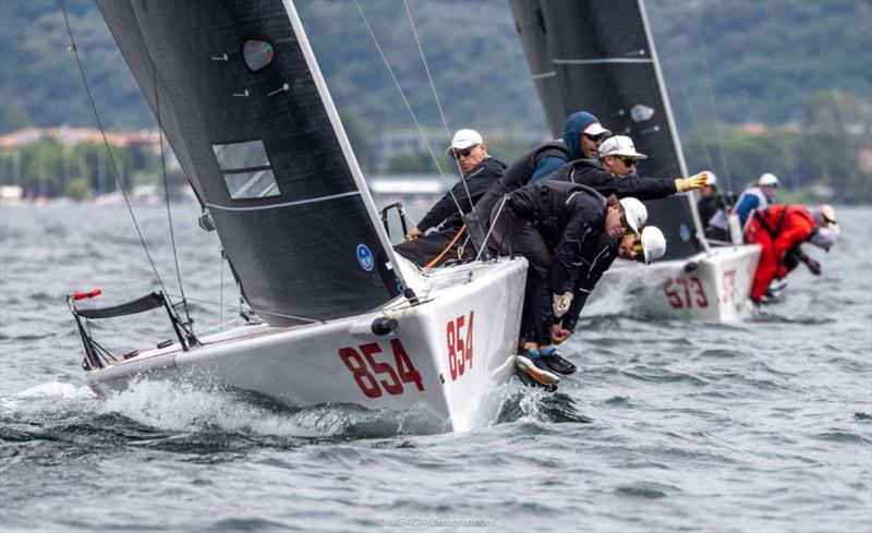 Paolo Brescia's Melgina ITA854 with Simone Ferrarese, Jas Farneti, Matija Succi and Filippo Vulcanile - 2025 Melges 24 European Sailing Series / Italian Open Championship - Fraglia Vela Riva, Riva del Garda, ITA - photo © IM24CA | Zerogradinord