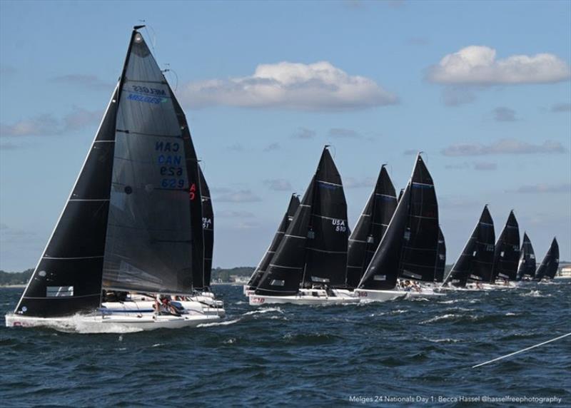 The Melges 24 fleet in full stride—tight racing and tactical battles define the road to the 2025 National Championships in Canada and the U.S.A - photo © Becca Hassell / Oakcliff Sailing