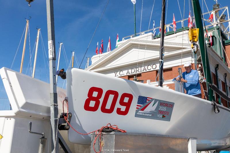 John Poulson on his Long Shot USA809 preparing to launch the boat - Melges 24 World Championship 2025, Trieste, Italy photo copyright YCA | Giovanni Tesei taken at Yacht Club Adriaco and featuring the Melges 24 class