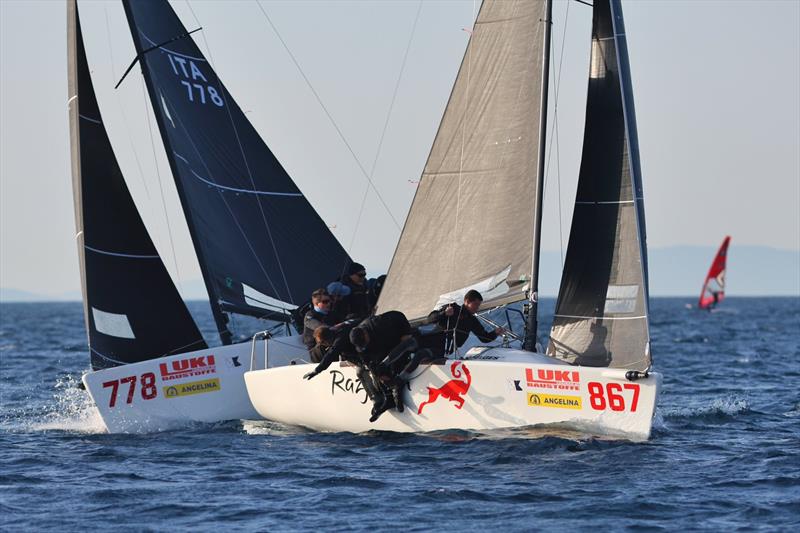 RAZJAREN CRO867 by Ante Cesic and TAKI 4 ITA778 with Niccolo Bertola at the helm - Opatija CRO Melges 24 Cup 2026 - Melges 24 European Sailing Series 2026 photo copyright Tomislav Krišto taken at  and featuring the Melges 24 class