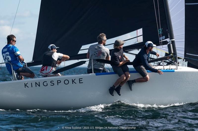 Downwind speed and execution on full display as Bora Gulari's Kingspoke Melges 24 launches forward—hallmarks of the performance required to contend across the Quantum Great Lakes Cup series and beyond photo copyright Anna Suslova taken at  and featuring the Melges 24 class
