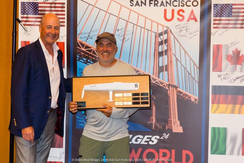 Anthony Kotoun with the Zarko Draganic Trophy - Diversified Melges 24 World Championship 2024 - San Francisco, USA - photo © Peter Lyons