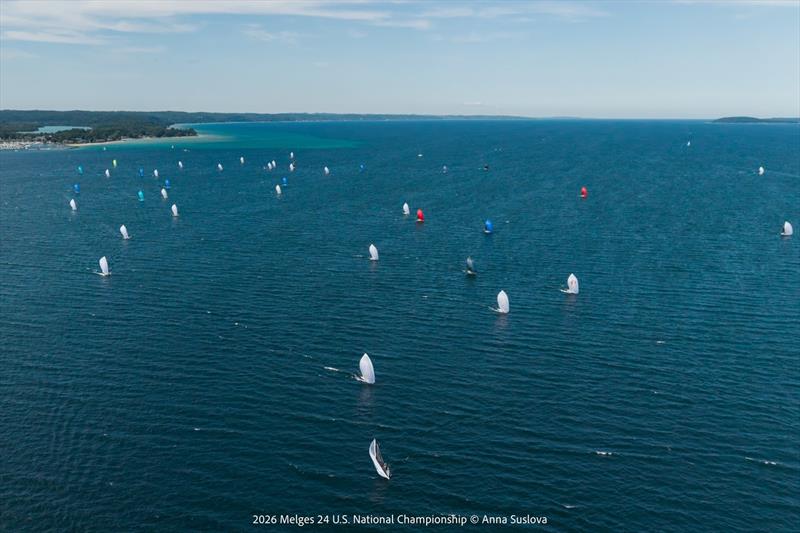 2026 Melges 24 U.S. National Championship day 1 photo copyright Anna Suslova taken at Grand Traverse Yacht Club and featuring the Melges 24 class