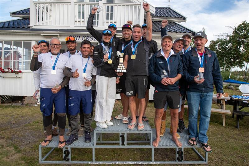 Corinthian podium - STORM CAPITAL (NOR), TAKI 5 (ITA), HELLY HANSEN II LISA (NOR)  - Melges 24 European Championship 2026 - Tønsberg, Norway - photo © Trond Teigen / SailLogic