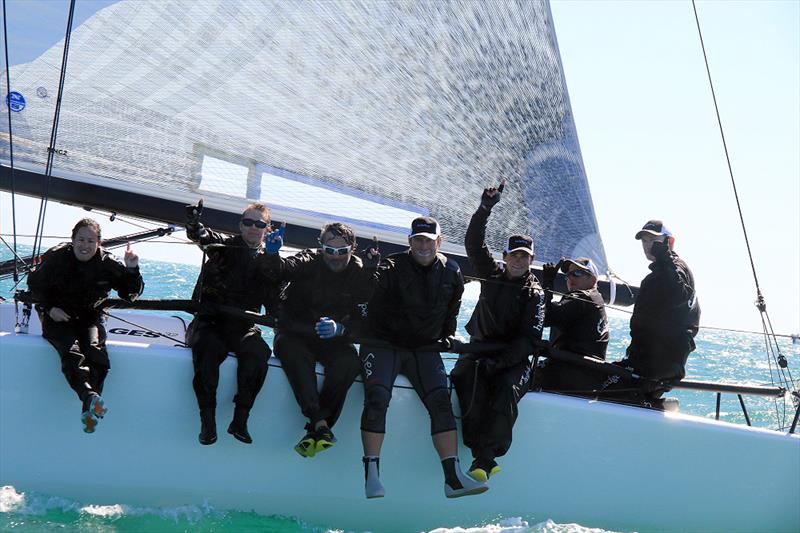 Alec Cutler's Hedgehog (l to r) Nakanishi (not shown), Sarah Callahan, Chafee Emory, Eric Dorman, Mike Wolfs, Richard Clarke, Max Skelley, Alec Cutler on day 5 of Melges 32 class racing at Quantum Key West Race Week - photo © JOY / International Melges 32 Class Association