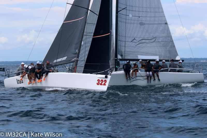 2016 Sailing Series Champion Richard Goransson's Inga From Sweden rounds ahead of Ryan DeVos's Volpe on day 2 of the Melges 32 Nationals at Sail Newport - photo © Kate Wilson / IM32CA