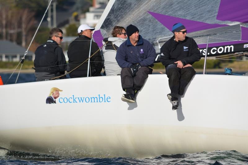 Melges 32 Cockwomble sailed with an image of US President Trump on the topsides photo copyright Colleen Darcy taken at Derwent Sailing Squadron and featuring the Melges 32 class