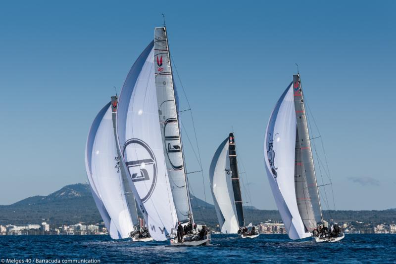 Racing on day 2 of the Melges 40 Grand Prix in Mallorca photo copyright Melges 40 / Barracuda Communication taken at Real Club Náutico de Palma and featuring the Melges 40 class