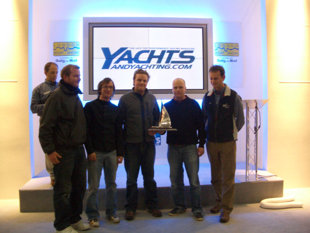 The Merlin Rockets win the class trophy at the Yachts and Yachting London Boat Show Pursuit Race photo copyright Ben Duke taken at  and featuring the Merlin Rocket class