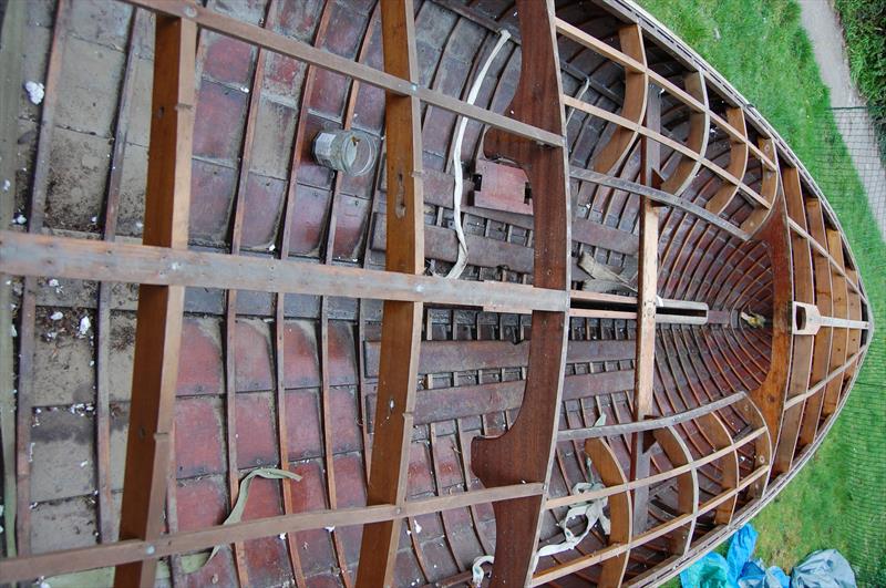 The design and build philosophy of Jack Holt at its best, with Merlin number 16, Gently. The result was a ribbed, clinker built hull, that was close to the minimum beam photo copyright Dougal Henshall taken at  and featuring the Merlin Rocket class