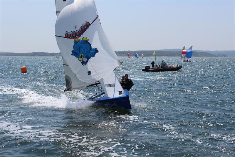 3751 enjoying the conditions in the Lymington Town Silver Tiller meeting photo copyright Keith and Liam Willis taken at Lymington Town Sailing Club and featuring the Merlin Rocket class