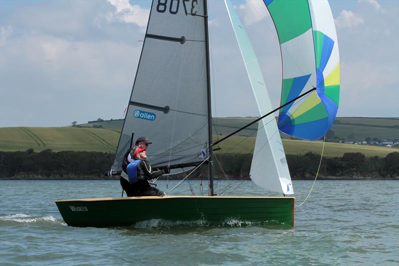 Yet another successful Callaghan designed Merlin Rocket. Wicked, with the designer crewing, showing beautiful balance at Salcombe - photo © Peter Newton