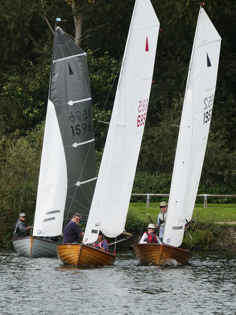 (l-r) Sel Shah, Denis Lockwood and Eileen Barry and Paul Seamen in their clinker-built Merlins at the Minima Regatta 2017 photo copyright Rob Mayley taken at Minima Yacht Club and featuring the Merlin Rocket class