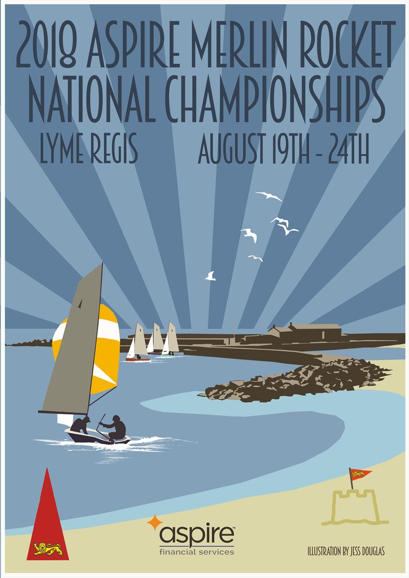 2018 Aspire Merlin Rocket Nationals poster photo copyright Jess Douglas taken at Lyme Regis Sailing Club and featuring the Merlin Rocket class