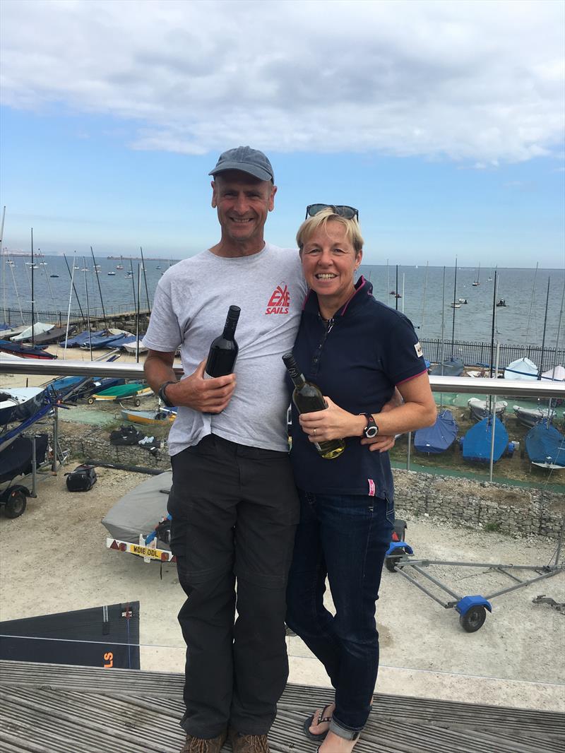 Mike and Jane Calvert win the Merlin Rocket Craftinsure Silver Tiller at Castle Cove photo copyright Fran Gifford taken at Castle Cove Sailing Club and featuring the Merlin Rocket class