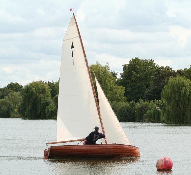 The first ever Merlin, Kate, restored and sailed by Mervyn Allen photo copyright Les Martins taken at Dorchester Sailing Club and featuring the Merlin Rocket class