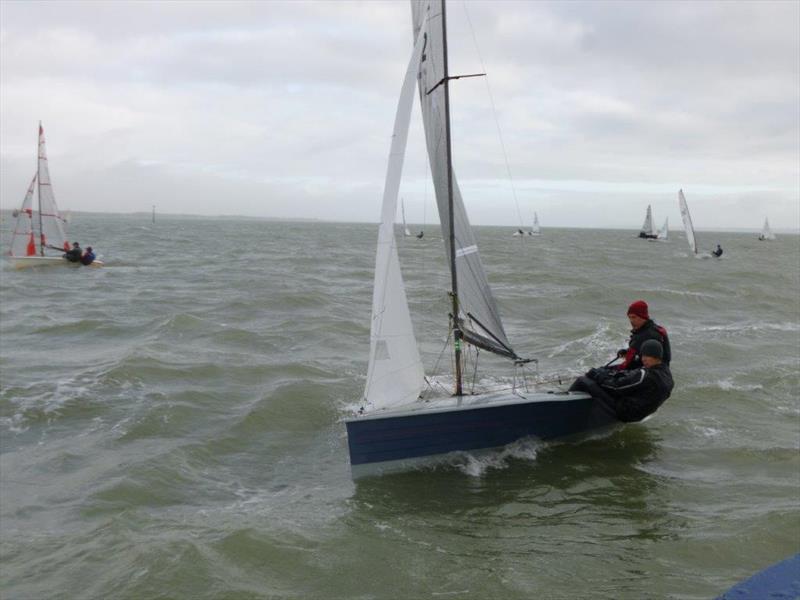 John Cooper and Becci Wiggley (Merlin Rocket) in race 7 of the Lymington Town SC Winter Series photo copyright Nigel Walbank taken at Lymington Town Sailing Club and featuring the Merlin Rocket class