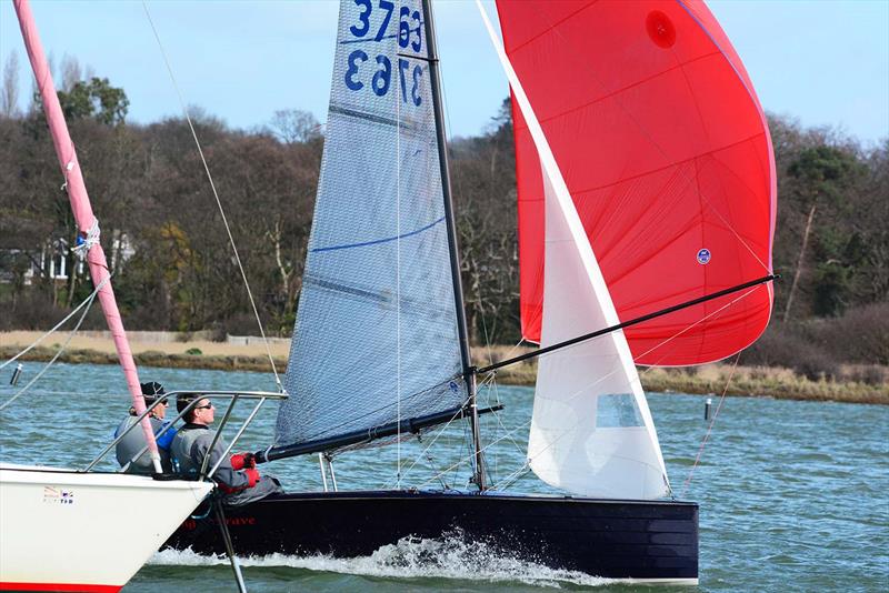 Mark Barnes & Josh Wilce during the 2019 Hamble Warming Pans photo copyright Trevor Pountain taken at Hamble River Sailing Club and featuring the Merlin Rocket class