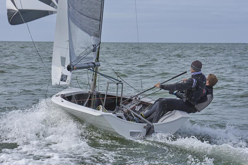 Chris Gould & Chris Kilsby during the Craftinsure Merlin Rocket Silver Tiller at Hayling Island photo copyright Rob O'Neill taken at Hayling Island Sailing Club and featuring the Merlin Rocket class