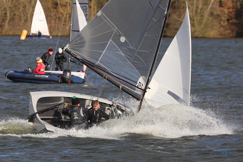 Going, going... on Week 2 of the Alton Water 2020 Fox's Chandlery & Anglian Water Frostbite Series photo copyright Tim Bees taken at Alton Water Sports Centre and featuring the Merlin Rocket class