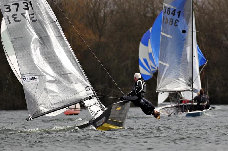 Andy and Maddie Jones on a tight reach during Merlin Rocket Craftinsure Silver Tiller Round 1 at Burghfield photo copyright Mike Proven taken at Burghfield Sailing Club and featuring the Merlin Rocket class