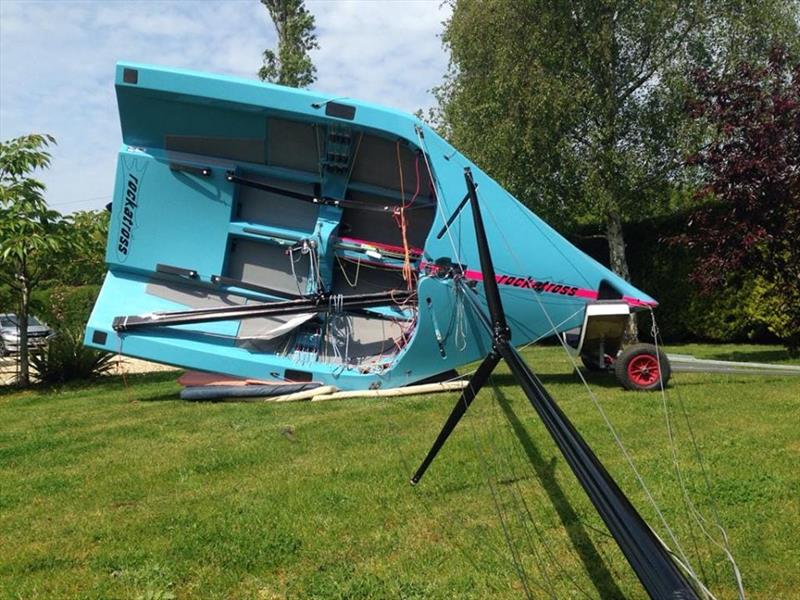 Clean crew area with the jib and Kite controls coming out of the carlins and Jib tracks in the foredeck photo copyright Rockatross taken at  and featuring the Merlin Rocket class