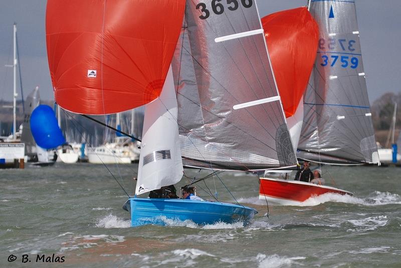 Merlin Rocket racing at Hamble River Sailing Club photo copyright Bertrand Malas taken at Hamble River Sailing Club and featuring the Merlin Rocket class