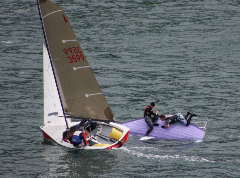 Racing on the final day of Sharps Doom Bar Salcombe Merlin Week photo copyright John Murrell taken at Salcombe Yacht Club and featuring the Merlin Rocket class