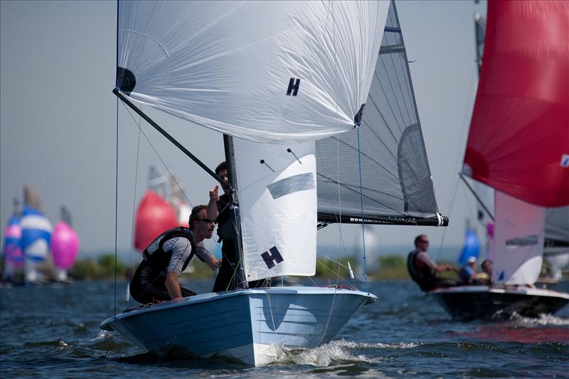 Simon Blake and Alex Jackson win the Inland Championships 2010 photo copyright Demelza Mitchell / www.demelzamitchell.co.uk taken at Queen Mary Sailing Club and featuring the Merlin Rocket class