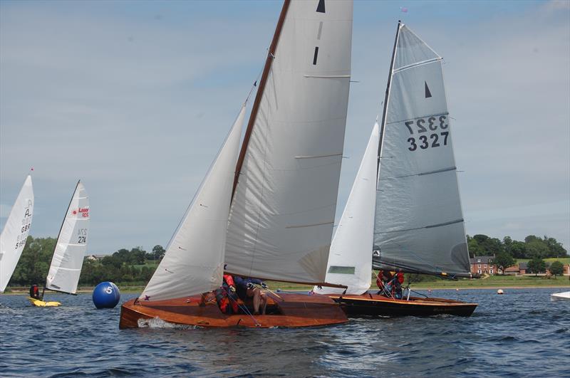 The numerous Merlins and Merlin Rockets enjoyed some wonderfully close racing, as show by Kate, Merlin 1, holding position with the famous 'Black Adder' some 40 years it's junior, during the inaugural Classic Dinghy Regatta at Blithfield photo copyright Dougal@davidhenshallmedia taken at Blithfield Sailing Club and featuring the Merlin Rocket class