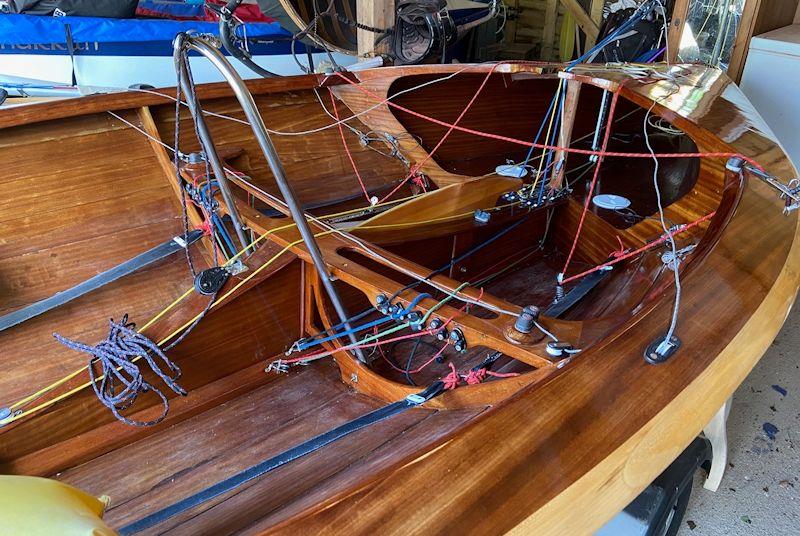 Restoration of a Merlin Rocket built in 1986 - control systems back in place - photo © Corin Nelson-Smith